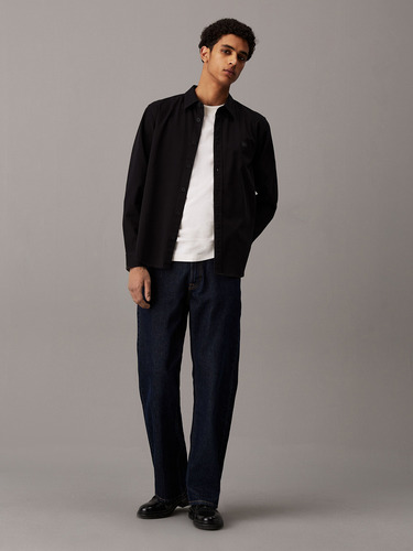 Camisa Con Etiqueta Tejida Negro Calvin Klein