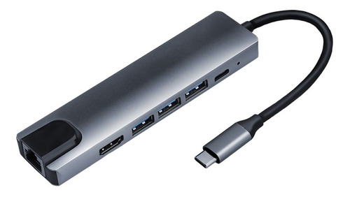 Adaptador Hub 6 En 1 Usb-c Ethernet Hdmi Usb X2 Thunderlbolt