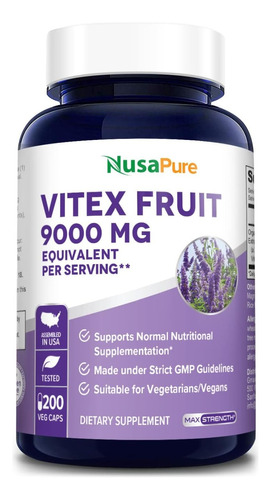 Puro Vitex 9000mg 200caps Aumenta Fertilidad Menopausia Horm