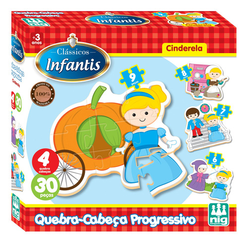 Quebra Cabeça Progressivo Cinderela Da Nig Brinquedos 0430