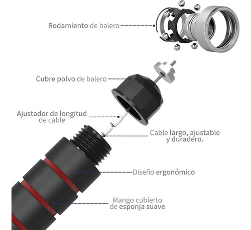 Cuerda Ajustable Para Saltar, Color Negro Y Rojo