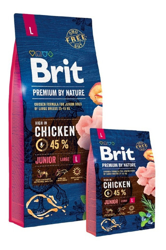 Brit Premium Cachorro Raza Grande 15kg Con Regalo(45% Pollo)