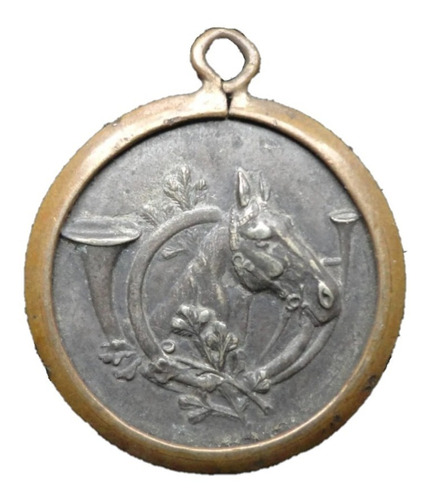 Antigua Medalla Caballo Con Aro De Bronce. 58039
