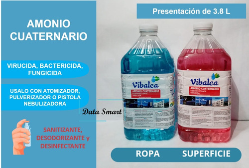 Pack 2 Unid Amonio Cuaternario, Desinfectante Virucida, 3.8l