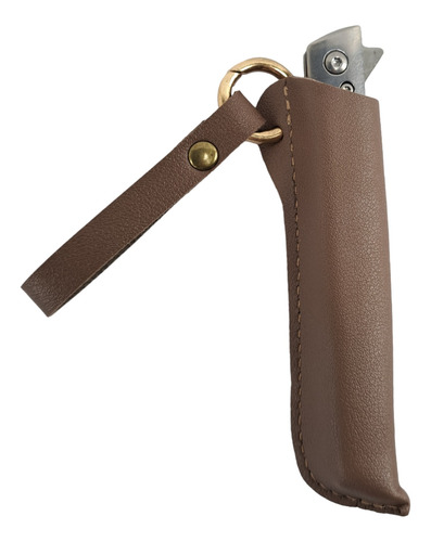 Canivete Com Bainha Inox Cabo Madeira Semi Automático
