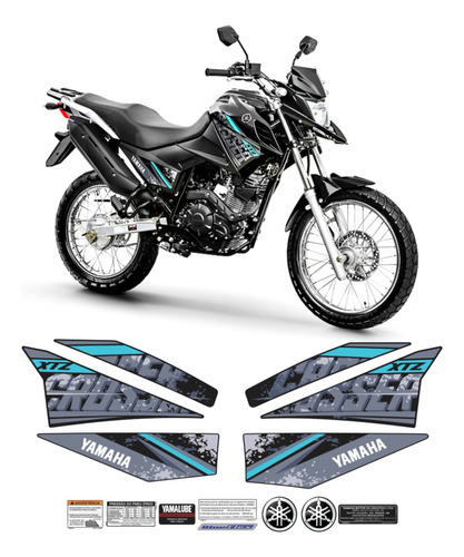 Kit Adesivos Faixa Yamaha Xtz Crosser 150s 150 S 2018 Preta