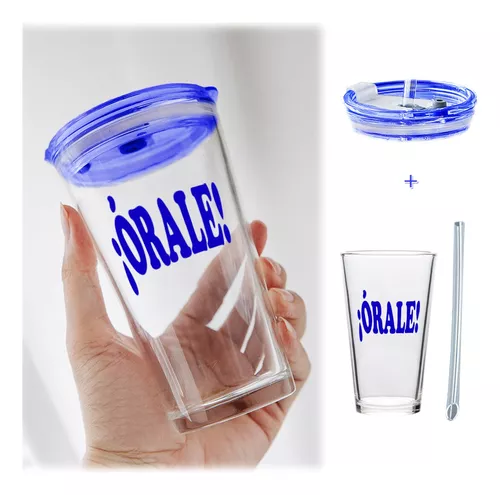 Vasos De Vidrio Con Popote Tapa Pajilla Cafe Gelatina Taza