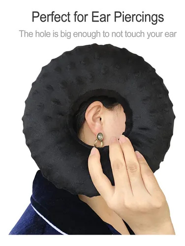 Almohada Para Dolor De Oído Con Agujero Minky Dot Negro