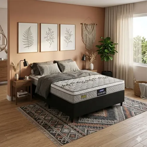 Cama Box De Casal Gazin Stone Sommier D33 Cinza Preto | MercadoLivre