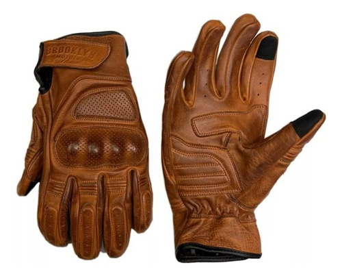 Par De Guantes Para Motociclista Brooklyn Winslow Marrón Talle L