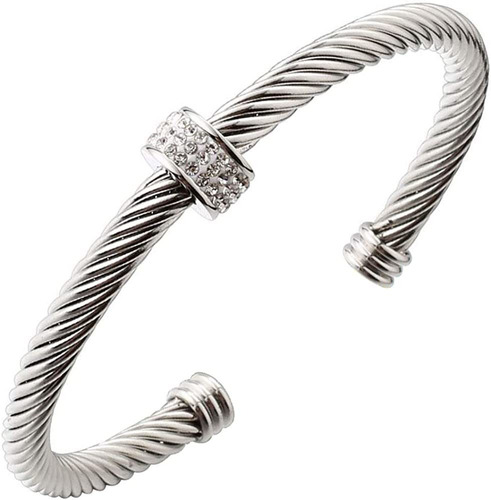 Dorriss Cable Cuff Bracelets, Stainless Steel Twisted Wire C