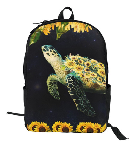 Mochila Simple Tortuga Marina Girasol Para Niño Niña Laptop