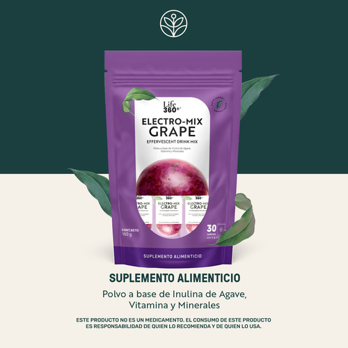 Life360+ Electro-mix Effervescent Drink Uva 30 Sobres