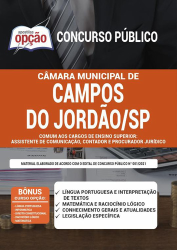 Apostila Câmara Campos Do Jordão Sp - Cargos Ensino Superior