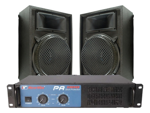 Kit Amplificador Pa 900-450w Rms+2 Caixas Acústicas 270w Rms