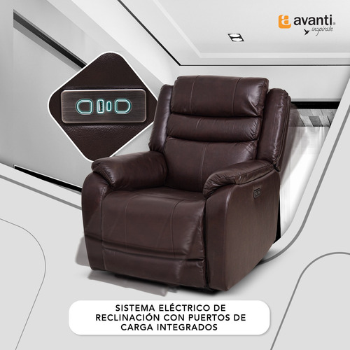 Sillón Reclinable Eléctrico Cooper Reposet De Piel Avanti