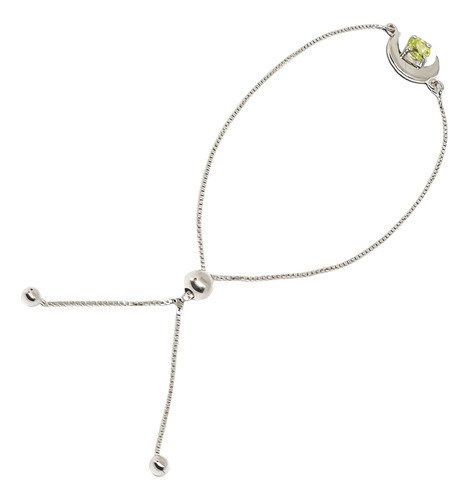 Pulsera Luna Peridot Plata Fina 925 Adaptable