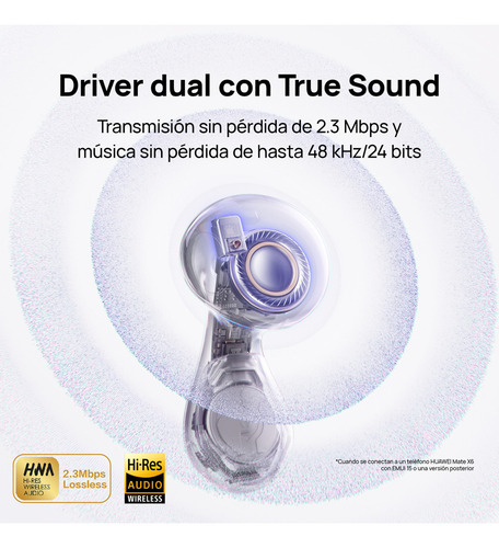 Audífonos Huawei Freebuds 6 Audífonos Inalámbricos Bluetooth, Ajuste cómodo, Driver Dual con True Sound, Llamadas Claras y Estables, 36H de Batería, IP54 Resistente al Agua, iOS & Android, Morado