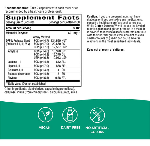 Suplemento Nature's Way Gluten Defense 120 Cápsulas Veganas