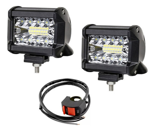 Par Faros Led C/switch 60w 18 Led 4x4 Cuatri Utv Moto 12/24v