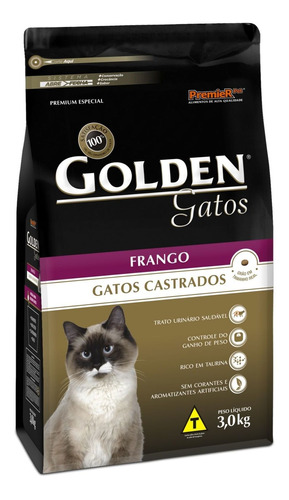 Golden Castrados Gato Adulto Sabor Frango Em Saco De 3kg