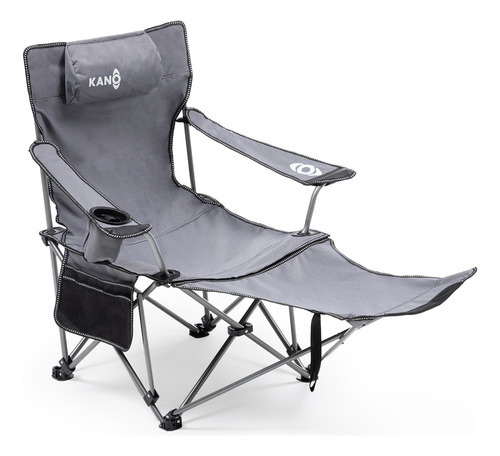 Silla Reposera Plegable Camping Kano Con Reposapies Color Gris