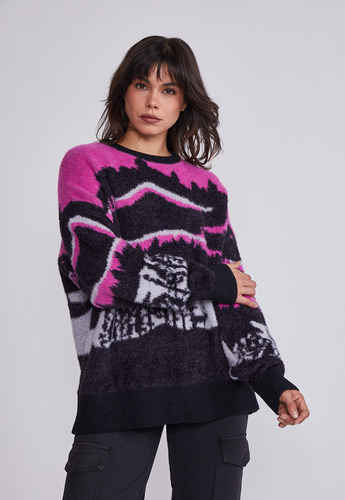 Sweater Mujer Rosado Peludo Paisaje Sioux