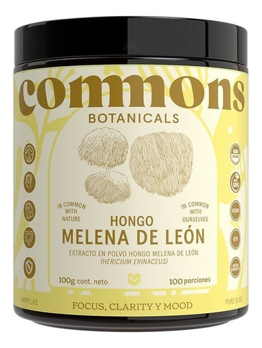 Commons Adaptógeno Hongo Melena De León, Eoque 100g Sabor Sin Sabor