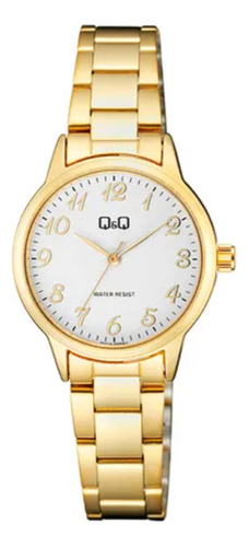 Reloj Dama Dorado Q&q Análogo Q11a-005py Resistente Al Agua