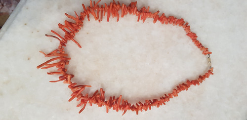Collar De Coral Natural En Rama Cálido Anaranjado (Usado)