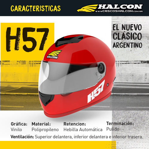 Casco Moto Halcon H57 Integral Rojo Tienda Oficial