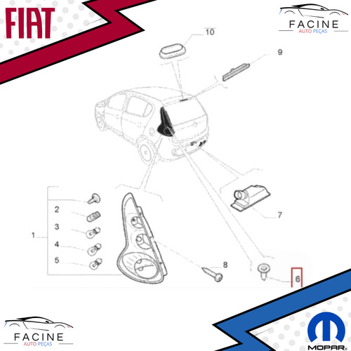 Par - Bucha Fixação Original Lanterna Fiat Palio Strada Mobi