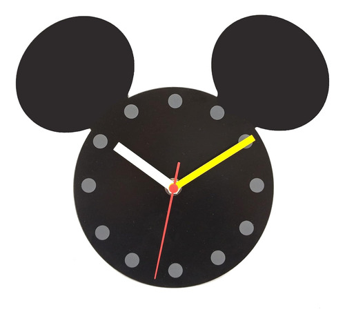 Disney Mickey Mouse - Reloj De Pared De Metal, Color Negro