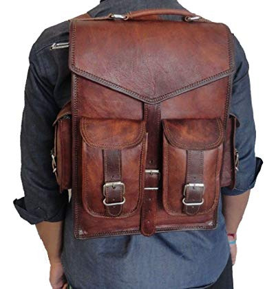 Dhk 15 Café Clásico Mochila De Piel Laptop Messenger Bag Moc