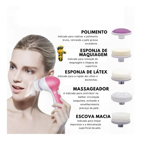 Imagem 7 de 9 de Massageador Sem Fio Beleza Facial/corporal Com 5 Acessórios