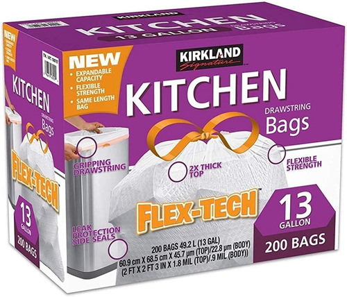 Kirkland Signature Bolsas Para Basura Con Cinta 200 Piezas Color Blanco