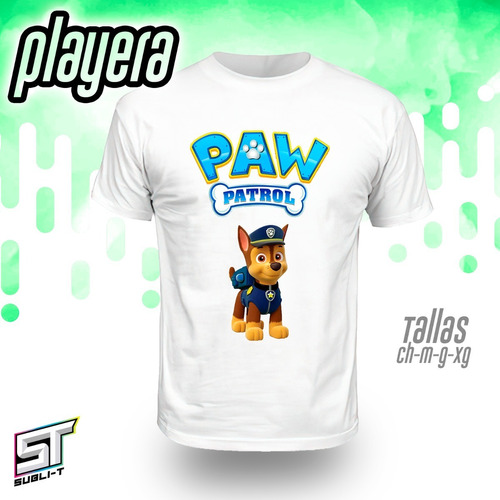 Playera Paw Patrol Chase Pawp-006 Con Envió