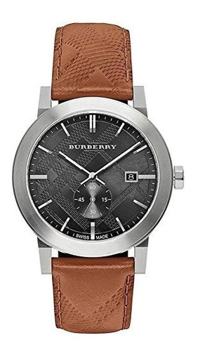 Cronógrafo Suizo Burberry Hombres La Ciudad Marrón Cuero