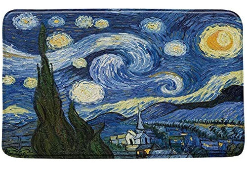 Van Gogh Noche Estrellada Alfombrilla De Baño Pintura Al Óle