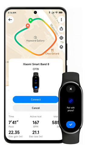 Relógio Xiaomi Mi Band Smart 8 Aprova D'agua Com Caixa Preto Pulseira Preto