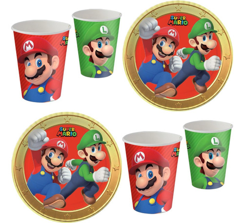 Copos E Pratos Festa Super Mario - Kit Promocional