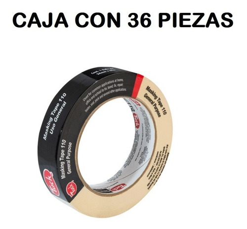 Caja Con 36 Masking Tape Tipo 110 Tuk 24mm X 50m Uso General