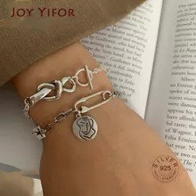 Pulsera De Cadena Gruesa De Plata De Ley 925 Para Mujer, Joy