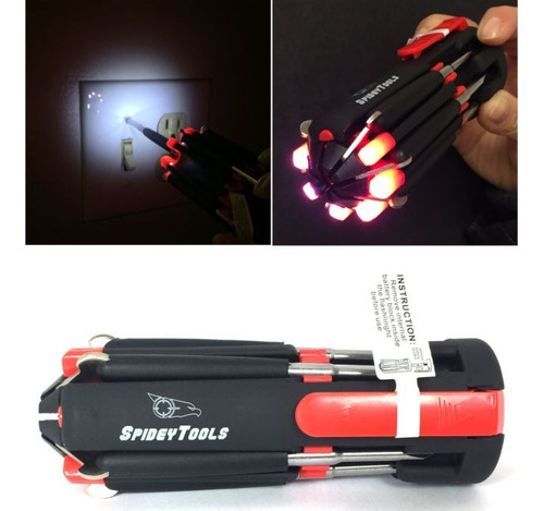 Destornillador Con Linterna Led Spidey Linterna Negro Con Rojo Luz Blanco