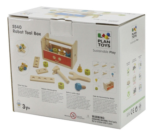 Imagen 5 de 5 de Caja Herramientas Madera Transformable Robot 18pzs Plan Toys