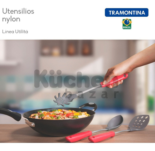 Imagen 3 de 10 de Cuchara Para Pasta Nylon Utensilio Tramontina Utilita Cocina
