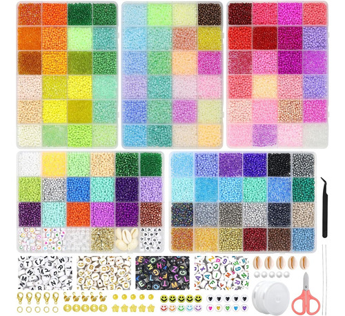 Kit Para Hacer Pulseras 114 Colores, 28500 Piezas De Cuentas