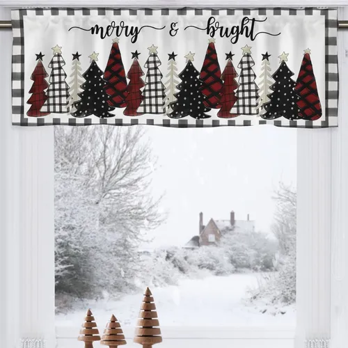 comprar Cenefa Cortina Cocina Diseño Arbol Navidad 54 X 18  Corta