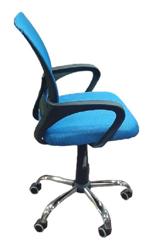 Imagen 4 de 7 de Silla De Oficina Giratoria Regulable En Altura Azul Mg