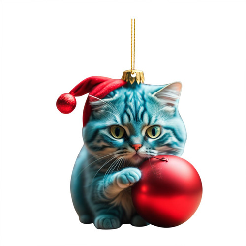 Colgante De Navidad En Forma De T Con Forma De Gato, Acrílic